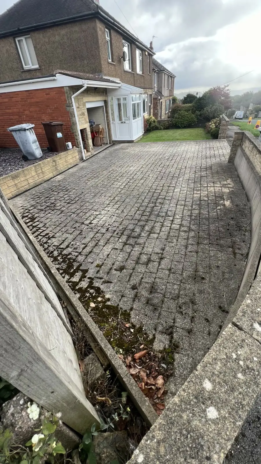 Block paving driveway, Wembley — before cleaning